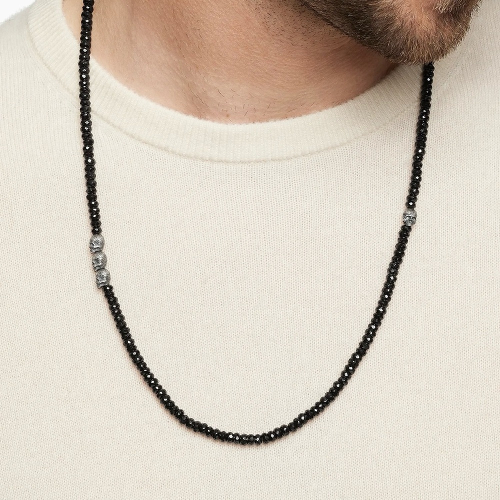 David Yurman Memento Mori Skull Station Necklace in Sterling Silver 22”
